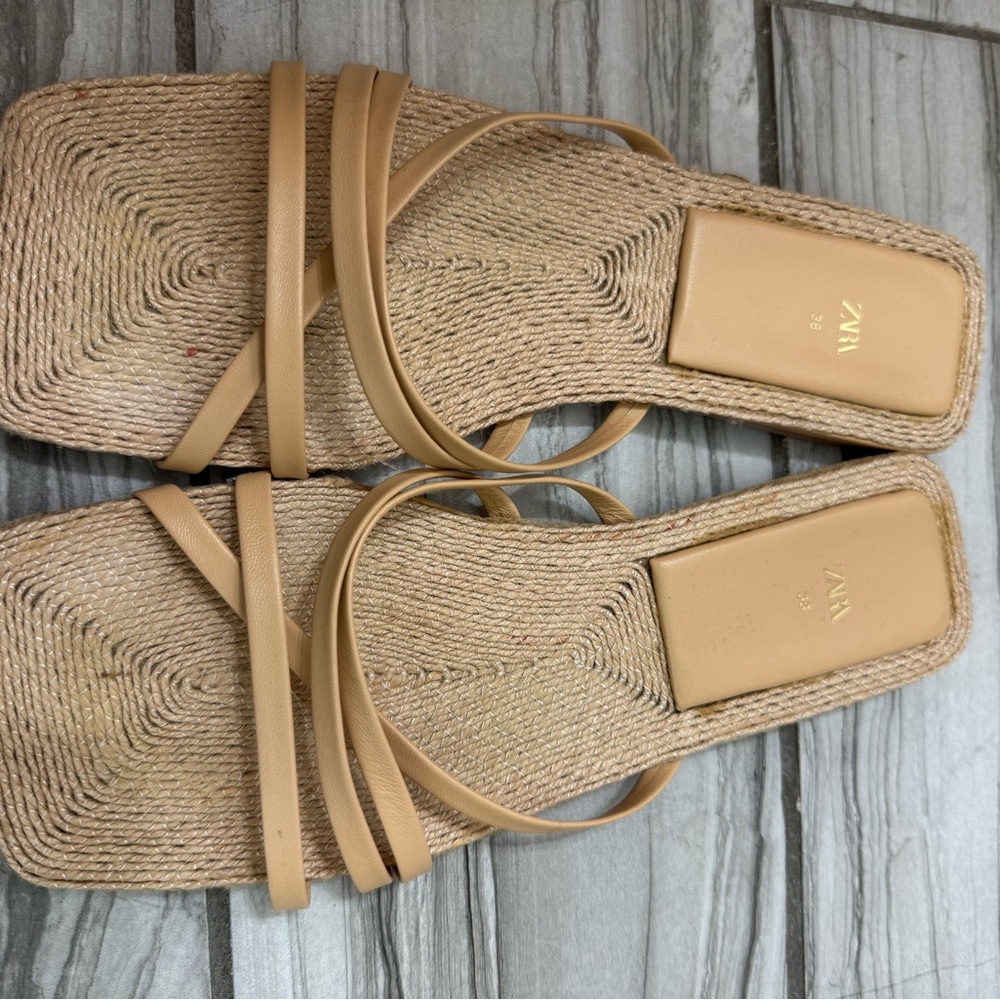 Zara Beige Strappy Sandals for Women